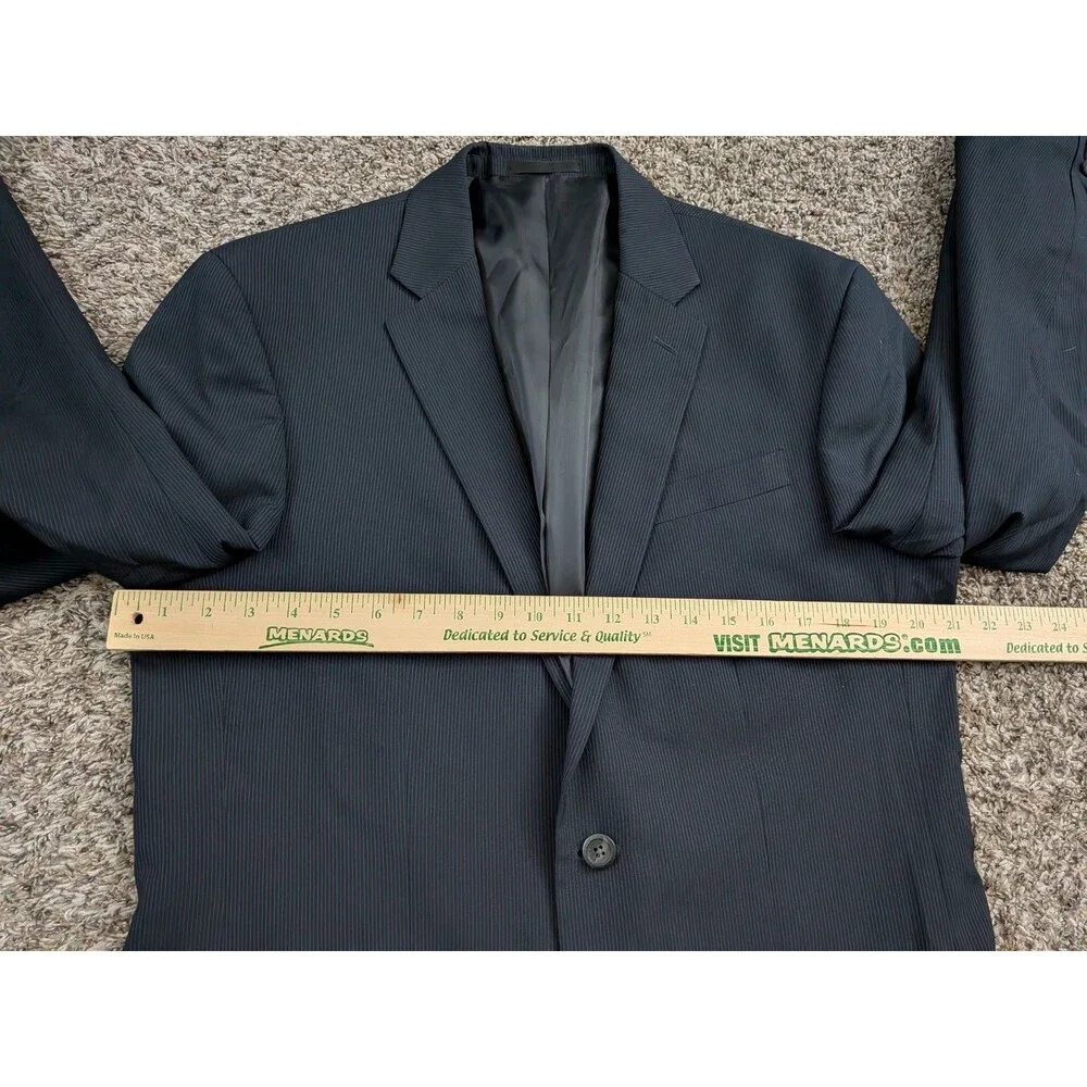 Kenneth Cole Reaction Blazer Jacket Mens 42L‎ Deep Navy Pin Striped